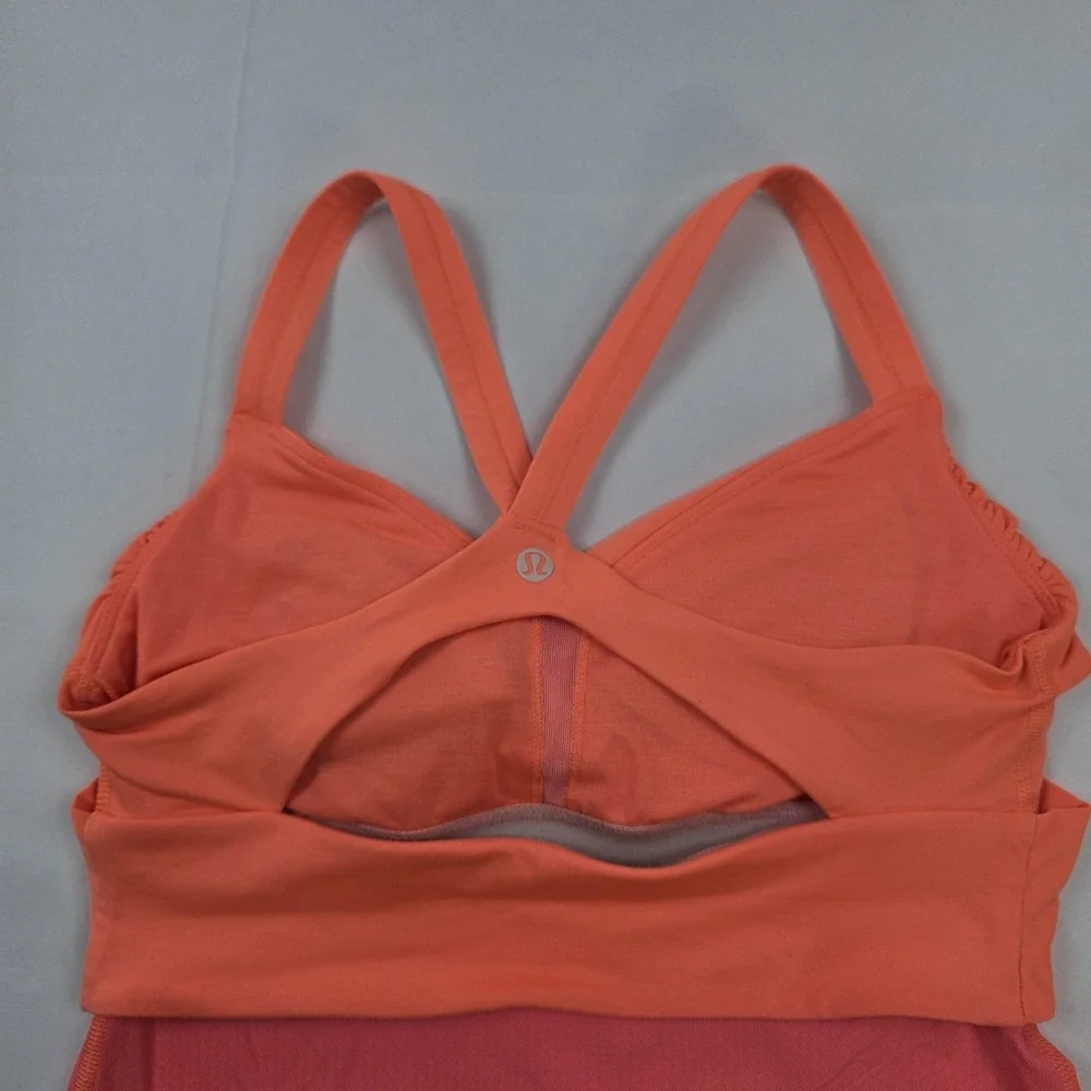 Lululemon Tank Top Womens 6 Pink Orange Built In Bra Colorblock Yoga Athletic
